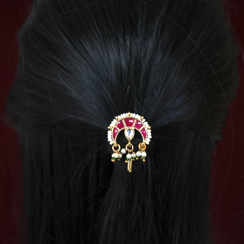 Handmade Pachi Kundan Hair Choti – Chandra Arch
